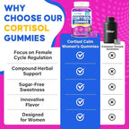 Cortisol Supplement for Women, Cortisol Reducer with Ashwagandha, Myo-Inositol, GABA & Saffron, Stress Relief, Calm, Sleep Support, Hormone Balance & PMS Support, Sugar Free Vegan Gummies, 60 Count