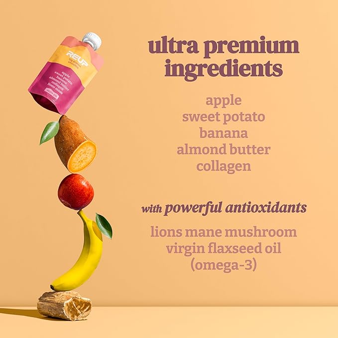 Reup Collagen Protein Smoothie - 12g Protein, 10g Collagen, Dairy Free, Ready to Drink - High Protein Snacks for Adults, Dairy Free Protein Shakes, Protein Pouches Adult, Smoothie Pouches - 8 Count