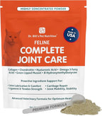 Dr. Bill’s Feline Complete Joint Care | Advanced Hip & Joint Supplement for Cats | Green Lipped Mussel Extract, Collagen Type II, Chondroitin, Hyaluronic Acid, Omega 3 and Colostrum | Powder, 85g