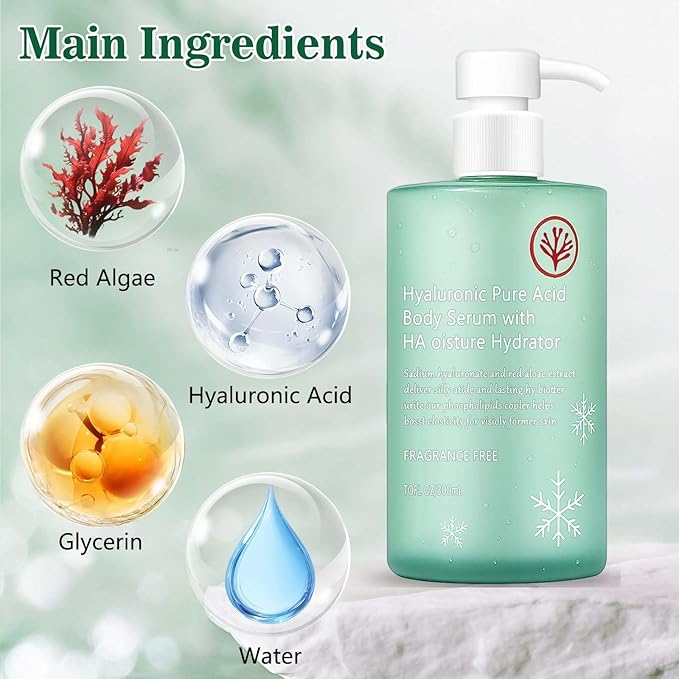 Ha Hyaluronic Acid Body Serum,Body Hydrator Hyaluronic Acid Body Serum, Fast-Absorbing Body Care for Deep Hydration & Smooth Skin, Non-Greasy Formula (300ml)