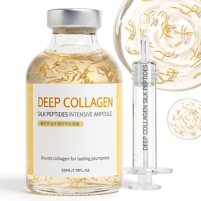 Deep Collagen Serum Silk Peptide Ampoule, Korean Anti Aging Serum for Face with Collagen & Peptide, Moisturizesmproves Elasticity (1.18 Fl.oz / 35ml)