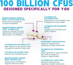 Probiotics 100 Billion CFU Per Serving - 10 Probiotic Strains & Prebiotics - Digestive Gut Health, Immune Support & Occasional Constipation, Gas & Bloating - Daily Supplement For Adults - 60 Capsules