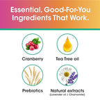 vH Essentials Daily Feminine Wash - 10 Fl Oz - Odor Eliminating Vaginal Wash with Tea Tree Oil, Prebiotics and Cranberry, gentle cleanser + pH balancing