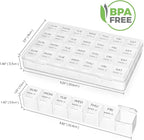 Lifewit Monthly Pill Organizer, 28 Day Pill Box, 4 Weeks One Month Vitamin Cases, Large Compartments Medicine Organizer for Fish Oils, Supplements, 28 Grids, Clear