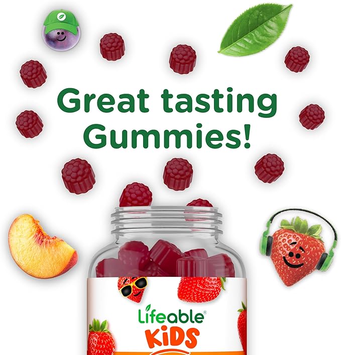 Lifeable Kids Vitamin D3 K2 Gummies | 500iu D3 and K2 100mcg | Great Tasting D3 and K2 Supplements | for Bone Health and Immunity | VIT D3 K2 for Kids | 60 Gummies