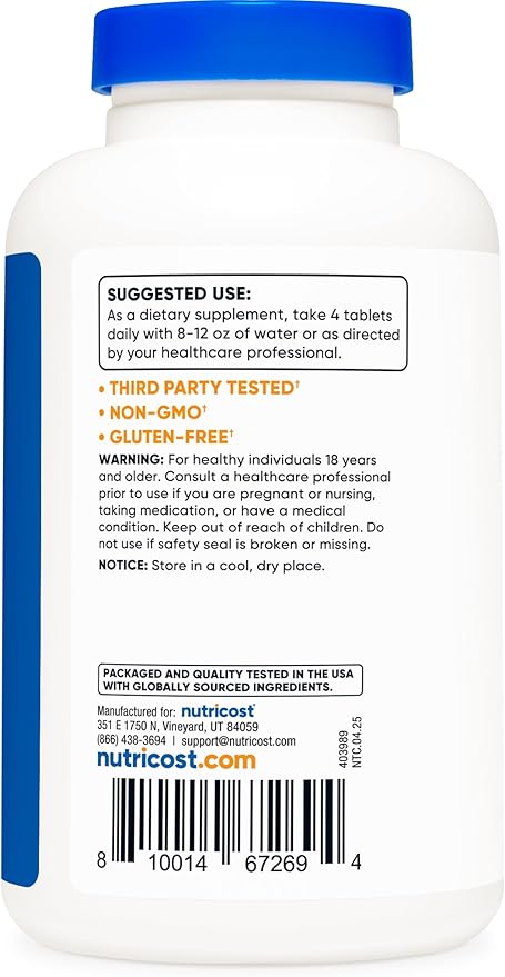 Nutricost Calcium & Magnesium Carbonate 240 Tablets, 1200mg of Ca & 150mg of Mg per Serving, 60 Servings- Gluten Free, Non-GMO