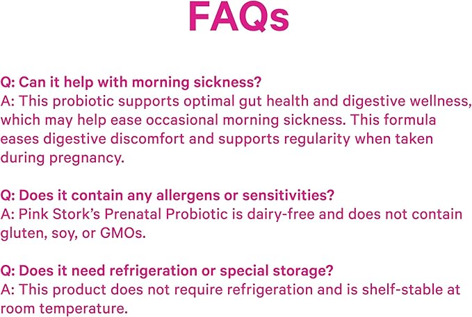 Pink Stork Prenatal Probiotic for Women | 50 Billion CFU | Vitamin B6, Prebiotics | Pregnancy Probiotics for Morning Sickness | Digestive, Immune, & Gut Health | Vegan, Gluten-Free | 30 Capsules, Mint