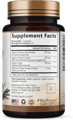 Turmeric Curcumin Supplement with 95% Curcuminoids, Organic Turmeric & Ginger 1750mg, BioPerine Black Pepper for Best Absorption, Nature's Vegan Joint Support, Non-GMO, Bottled in USA - 240 Capsules
