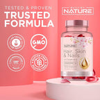 Hair Skin and Nails Vitamins – 5000mcg Biotin with Vitamin C, E, Collagen, Hyaluronic Acid, Argan & Coconut Oil – Luscious Hair Growth & Radiant Skin Supplement for Women – 120 Softgels