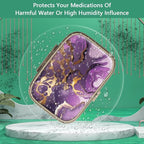 Pill Case Pill Box with Mirror Retro 2 Compartment Small Pill Case for Purse or Pocket Bronze Rectangular Pill Box or Vitamins, Fish Oil, Supplements, Pill Containe Travel Gifts（Gold Marble）