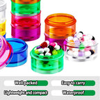 Sieral 6 Set 7 Days Stackable Pill Organizers 7 Compartments Round Pill Boxes Tower Weekly Vitamin Individual Storage Containers Travel Cases with Lids for Medications, Vitamins and Supplements