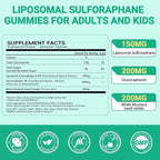 Liposomal Sulforaphane Supplement Gummies 150mg - Organic Broccoli Sprout Extract Supplement with Glucoraphanin, White Mustard for Antioxidant, Detox - Sugar Free, Lemon Flavored,120 Counts