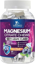 Magnesium Citrate Chews Supplement - High Absorption Magnesium Gummies Supplement - Vegan Mag Citrate Soft Chews Gummy for Adults - Relaxation & Calm Support - Delicious Grape Flavor - 60 Gummies