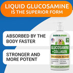 BARK&SPARK Liquid Collagen for Dogs w/Glucosamine (16 OZ) Advanced Mobility Joint Supplement for Dogs - Advanced Formula w/Chondroitin, MSM - Hip & Joint + Skin & Coat Care - Made in USA