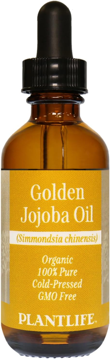 Plantlife Golden Jojoba Carrier Oil - Cold Pressed, Non-GMO, and Gluten Free Carrier Oils - for Skin, Hair, and Personal Care - 2 oz