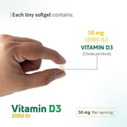 Vitamin D3 2000 IU Softgels – 100 Softgels – Vitamin D3 Supplement for Daily Use