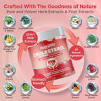 Cholesterol Gummies Sugar-Free,12-in-1 Cholesterol Supplements with Plant Sterols,Citrus Bergamot,CoQ10 and Vitamins for Cholesterol Health, Vegan, Mixed Berry Flavor, 60 Counts