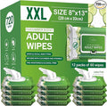 Adult Wipes Extra Large Scented - Skin-Friendly Incontinence Wet Wipes for Adults & Elderly Disposable Washcloths - 8x13" 12 Packs of 60 (720 Wipes)