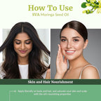 SVA Moringa Seed Oil Organic - 32 Fl Oz – 100% Natural Cold Pressed Moringa Oil - for Face, Skin Care, Hair Care, Scalp Massage & Body Massage – Carrier Oil with Dropper