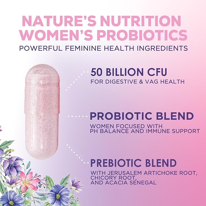Probiotics for Women - 50 Billion CFU Per Serving - 16 Feminine Health Vag Strains - Prebiotic for Vaginal PH Balance, Urinary UT Health, Women's Probiotic - Shelf Stable - USA Bottled - 120 Capsules