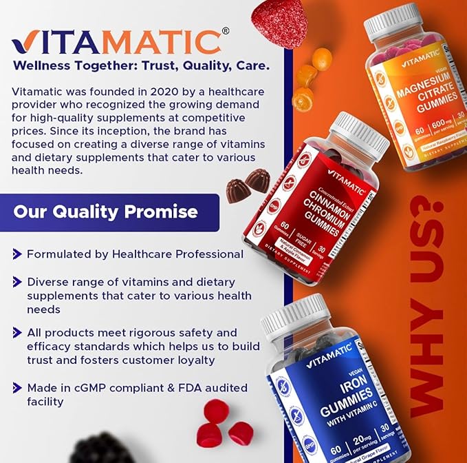 Vitamatic Prebiotic Fiber Gummies for Adults – 7g Fiber per Serving – 60 Pectin-Based Gummies Extra Strength, Zero Sugar Added – Supports Digestive Health & Regularity – Non-GMO, Vegan, Gluten-Free