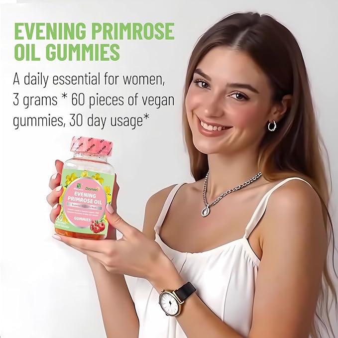 Evening Primrose Oil Gummies, Superior Women's Multi, Support PMS Balances Hormones & Keep Skin Smooth, 60 Count