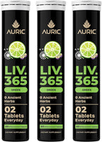 Auric Liv365 Liver Detox Supplement 60 Tablets | Lemon Flavour Advanced Herbal Formula for Liver Health, Detox & Cleansing