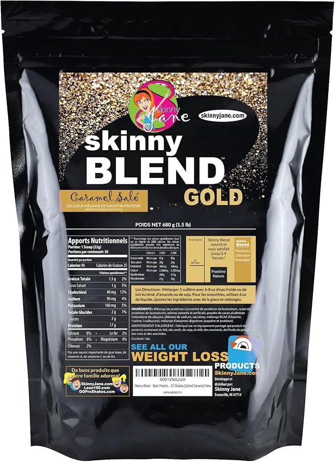 Skinny Blend – High Protein Shake for Women – Low Carb, Low Sugar, Keto Friendly Meal Replacement – Satifies Hunger and Boosts Energy – Salted Caramel – 30 Shakes