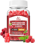 Liposomal Potassium Magnesium Gummies for Adults Kids, High Absorption Potassium Citrate 200mg Magnesium Glycinate 400mg, Vitamin B6 Chewable Supplements for Leg Cramps & Muscle, Raspberry, 60 Count
