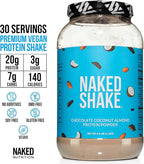 NAKED Shake - Chocolate Coconut Almond Protein Powder - Flavored Plant Based Protein from US & Canadian Farms with MCT Oil, Gluten-Free, Soy-Free, No GMOs or Artificial Sweeteners - 30 Servings