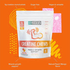 ZHOU Creatine Chews - Creatine Monohydrate Gummies for Men & Women with Vitamin B12, Sugar Free, Vegan, Organic, Non GMO, 5g Per Serving - Peach Mango Flavor, 20 Servings, 60 Chews