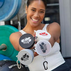 Protein Powder Funnel Set - Travel Protein Powder Container to Go with Carabiner & Reinforced Caps to Stop Spills - Protein & Pre Workout Powder Supplement Funnel for Bottles & Shakers - 4 Pack