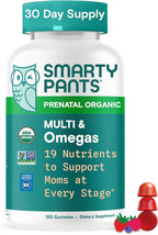 SmartyPants Organic Prenatal Vitamins for Women, Multivitamin Gummies: Biotin, Methylfolate, Omega 3 (ALA), Vitamin D3, C, Vitamin B12, B6, A, K2 & Zinc, Choline, Vegetarian, 120 Count (30 Day Supply)
