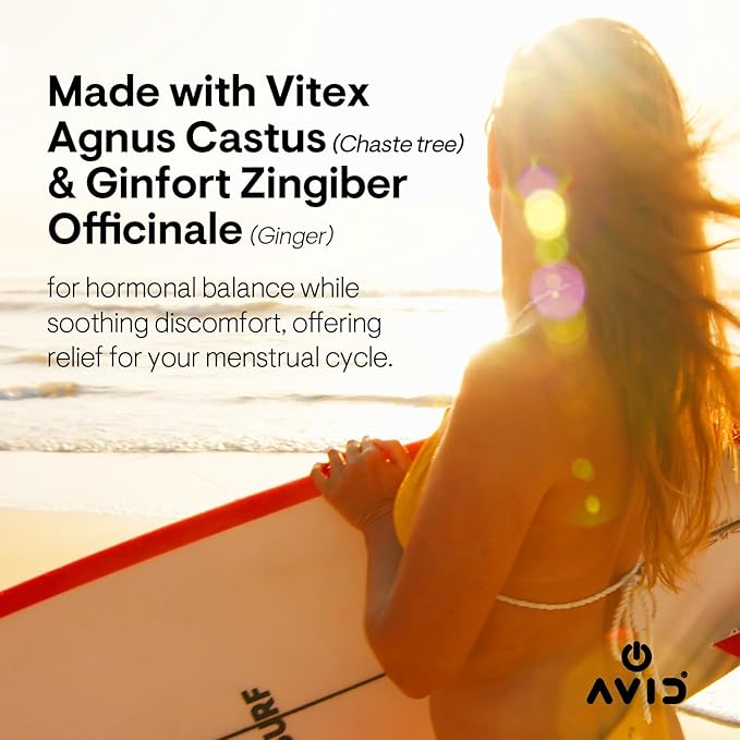 AVID Playboy - Menstrual Relief PMS Oral Strips (30 Edible Strips) Fast Dissolving PMS Cramp Relief & Hormonal Balance Strips for Women - Lemon Ginger Flavored Multi-Benefit PMS Supplement for Women