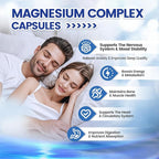 1000mg Magnesium Complex Capsules, 8-in-1 Magnesium Glycinate, Citrate, Malate, Taurate, Oxide, Carbonate, Aspartate, Orotate - 240 Capsules