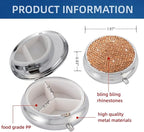 Small Pill Organizer,Birth Control Pill Case,Medicine Container,Round Pillbox Holders,Compact Pill Organizer(Champagne)
