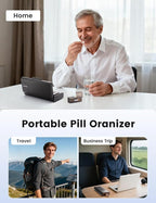 Weekly Pill Organizer 2 Times a Day, 7 Day AM PM Pill Box with Built-in Desiccant, Portable Medicine Case with 7 Detachable Containers for Vitamins & Supplements