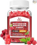 (2 Pack) Potassium Magnesium Gummies for Adults Kids, High Absorption Potassium Citrate 200mg Magnesium Glycinate 400mg, Chewable Gummy Supplements for Leg Cramps & Muscle, Raspberry