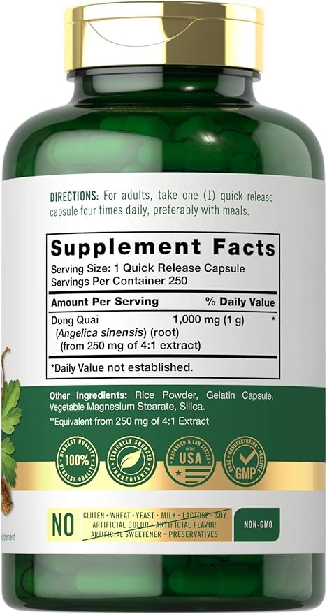 Carlyle Dong Quai Capsules | 250 Count | Non-GMO and Gluten Free Supplement | Traditional Herb