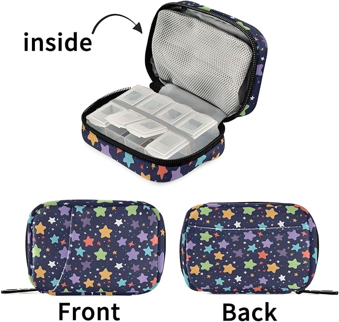 Stars Weekly Medicine Pill Organizer Travel Pill Case Box Holder Container Small for Vitamin Supplement