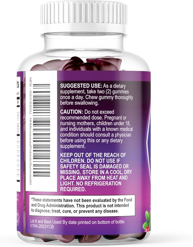 Menopause Supplement Gummies - 3 Billion CFU Per Serving Women's Probiotics - Advanced Menopause Relief Formula for Women with Black Cohosh - Mild Hot Flashes & Night Sweats Support - 60 Gummies