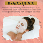 TAUT Collagen Face Mask – 5 Sheet Pack with Hyaluronic Acid, Marine Collagen & Vitamin C – Hydrating, Anti-Aging Sheet Mask for Firm, Glowing Skin – Korean Skincare Inspired