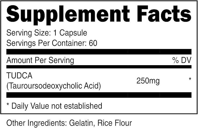Nutricost Tudca 250mg, 60 Capsules (Tauroursodeoxycholic Acid) - Premium Quality