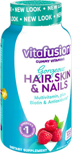 Vitafusion Gorgeous Hair/Skin & Nails Multivitamin Gummy Vitamins + Biotin & Antioxidant Vitamins C&E/Raspberry Flavor (45 Day Supply) America’s Number One Gummy Vitamin Brand, 135 Count (Pack of 2)