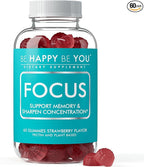 Focus Gummies – NAD+ Brain Supplement with Phosphatidylserine, Alpha GPC Choline & Green Tea Extract – Memory & Focus Support – Strawberry – 60 Count – Made in USA