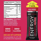 NewTrition® Extra Strength Energy Shots, 1.7 fl oz - 250mg Caffeine with Vitamin B & Amino Acids, Sugar-Free, Zero Calorie Vitamin Energy Drink for Focus & Endurance (Pack of 12, Wild Berry)