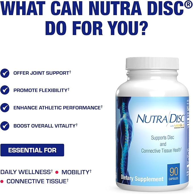 Nutra Disc & Joint Support Supplement - Clinically Formulated Restorative Cartilage Ligament and Tendon Supplement with Patented Meriva Curcumin & Glucosamine and Chondroitin for Adults - 45 Servings