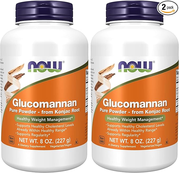 NOW Foods Supplements,Glucomannan (Amorphophallus konjac) Pure Powder,Supports Regularity*,Healthy Weight Management*,8 Ounce,(Pack of 2)