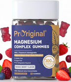 Magnesium Gummies for Stress & Sleep - 300mg Magnesium Complex with Glycinate, Citrate, Malate & Taurate - Supports Relaxation, Muscle & Heart Health - Vegan, Sugar-Free, Non-GMO - 60 Gummies