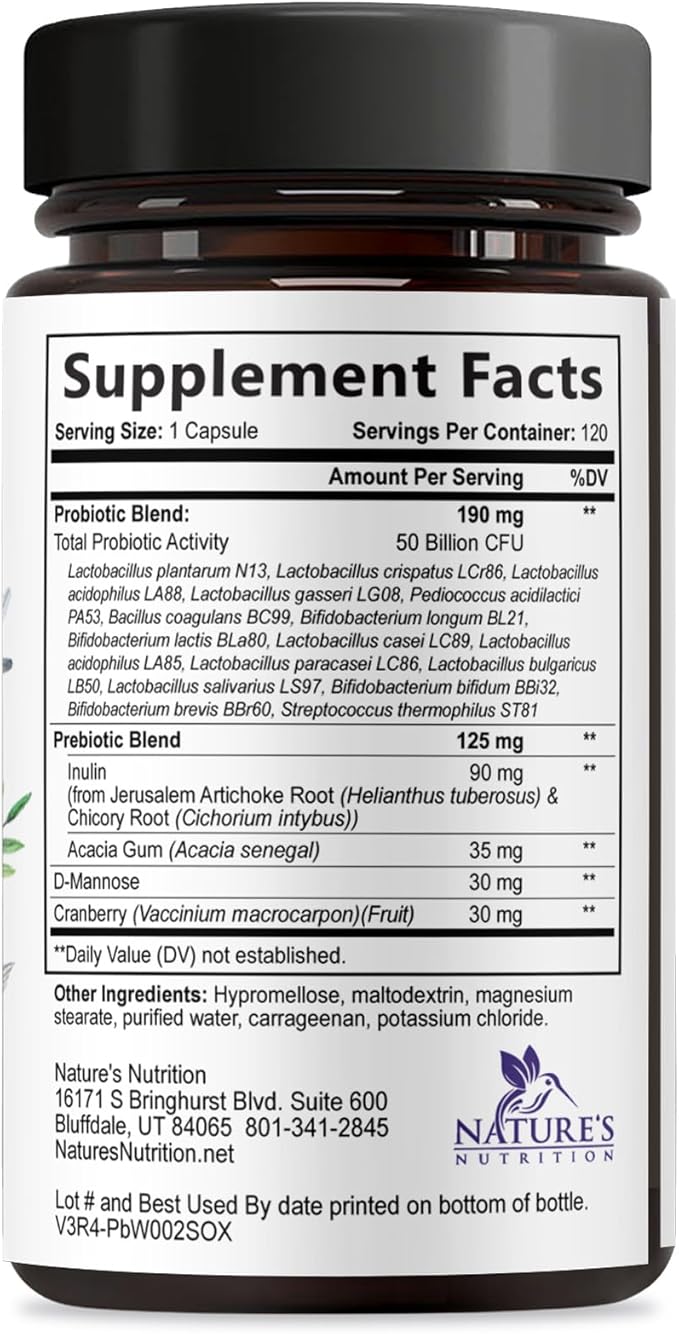 Probiotics for Women - 50 Billion CFU Per Serving - 16 Feminine Health Vag Strains - Prebiotic for Vaginal PH Balance, Urinary UT Health, Women's Probiotic - Shelf Stable - USA Bottled - 120 Capsules